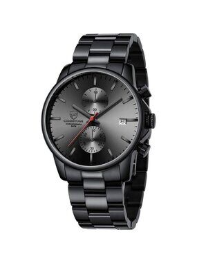 GOLDEN HOUR Men's Watches with Black Stainless Steel and Metal Casual Waterproof